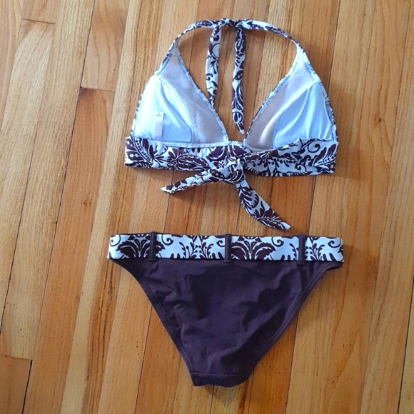 Victoria's Secret Chocolate Brown & White Print Bikini Swimsuit Bathing Suit - Picture 4 of 6